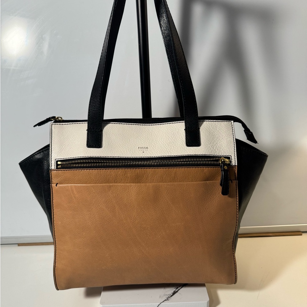 Fossil Black and Tan Tri Color Shoulder Bag
